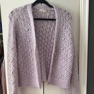 Mango Lavender Open Knit Cardigan